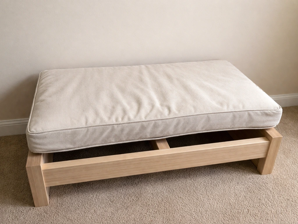 Replacement cushion incorrectly sized for a frame opening, showing gaps and overhang.