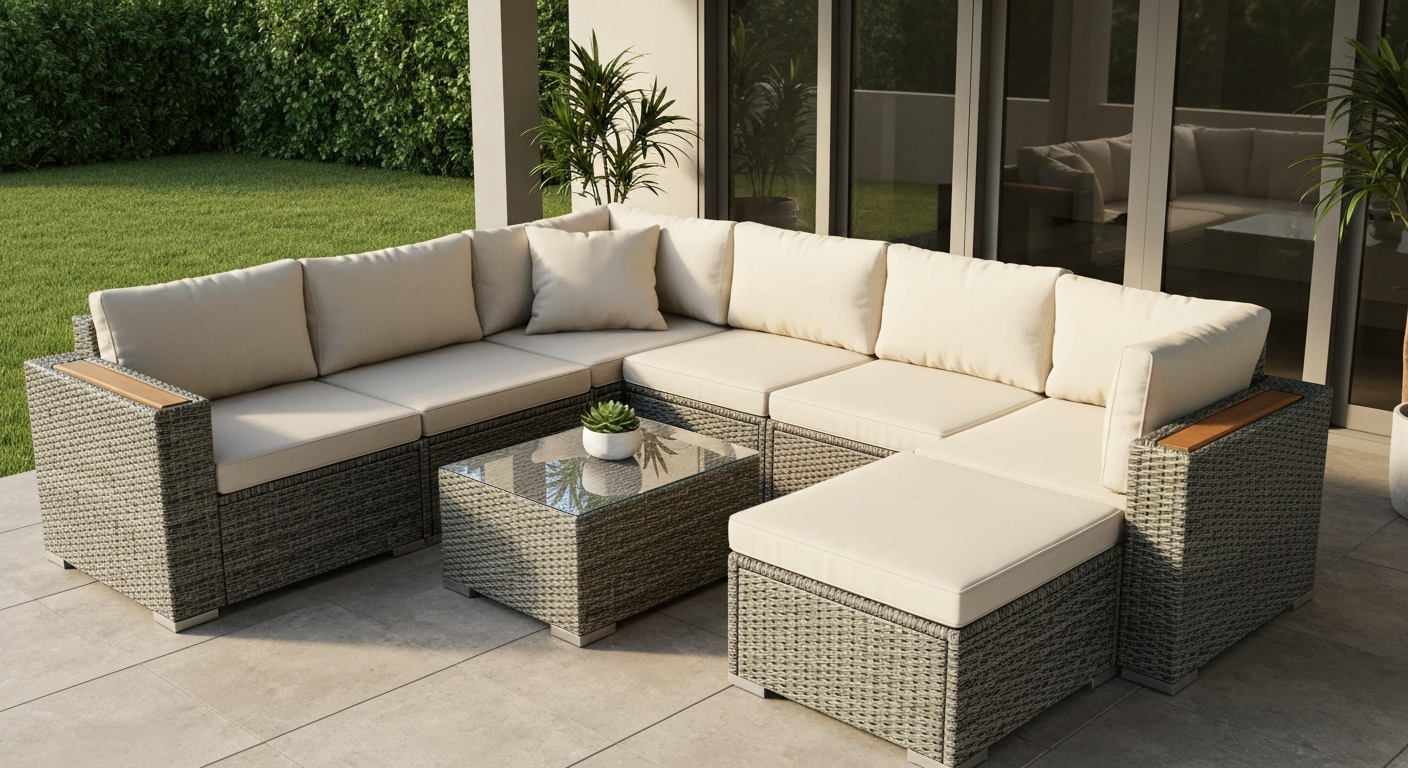Tangkula-style 5-piece patio sectional on a covered patio